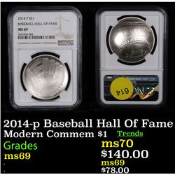 NGC 2014-p Baseball Hall Of Fame Modern Commem Dollar $1 Graded ms69 By NGC