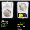 Image 1 : NGC 1924-p Peace Dollar $1 Graded ms62 By NGC