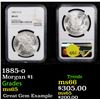 Image 1 : NGC 1885-o Morgan Dollar $1 Graded ms65 By NGC