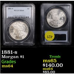 PCGS 1881-s Morgan Dollar $1 Graded ms64 By PCGS