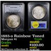 Image 1 : PCGS 1885-o Rainbow Toned Morgan Dollar $1 Graded ms61 By PCGS