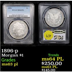 PCGS 1896-p Morgan Dollar $1 Graded ms63 pl By PCGS