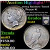 Image 1 : 1921-p Rainbow Toned Peace Dollar $1 Graded Select Unc By USCG