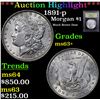 Image 1 : 1891-p Morgan Dollar $1 Graded Select+ Unc By USCG