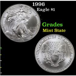 1996 Silver Eagle Dollar $1 Grades Mint State
