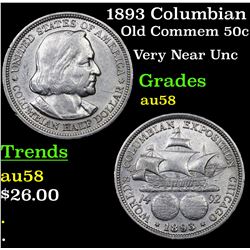 1893 Columbian Old Commem Half Dollar 50c Grades Choice AU/BU Slider