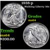 Image 1 : 1938-p Walking Liberty Half Dollar 50c Grades Choice Unc