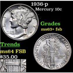 1936-p Mercury Dime 10c Grades Select Unc+ FSB