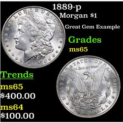 1889-p Morgan Dollar $1 Grades GEM Unc