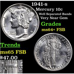 1941-s Mercury Dime 10c Grades Choice Unc+ FSB