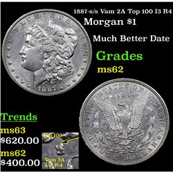 1887-s /s Vam 2A Top 100 I3 R4 Morgan Dollar $1 Grades Select Unc