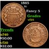 Image 1 : 1865 Two Cent Piece 2c Grades vf+