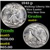 Image 1 : 1941-p Walking Liberty Half Dollar 50c Grades Choice+ Unc
