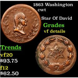 1863 Washington Civil War Token 1c Grades vf details