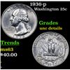Image 1 : 1936-p Washington Quarter 25c Grades Unc Details
