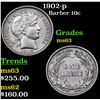 Image 1 : 1902-p Barber Dime 10c Grades Select Unc