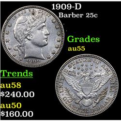 1909-D Barber Quarter 25c Grades Choice AU