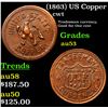Image 1 : (1863) US Copper Civil War Token 1c Grades Select AU