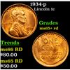 Image 1 : 1934-p Lincoln Cent 1c Grades Gem+ Unc RD