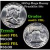Image 1 : 1955-p Bugs Bunny Franklin Half Dollar 50c Grades Select Unc+ FBL