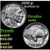 Image 1 : 1936-p Buffalo Nickel 5c Grades Choice Unc