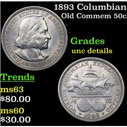 1893 Columbian Old Commem Half Dollar 50c Grades Unc Details