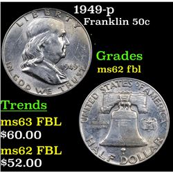 1949-p Franklin Half Dollar 50c Grades Select Unc FBL