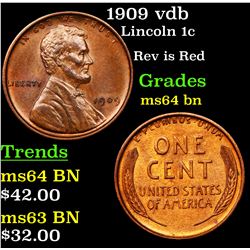 1909 vdb Lincoln Cent 1c Grades Choice Unc BN
