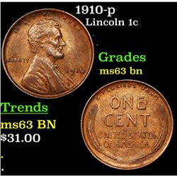 1910-p Lincoln Cent 1c Grades Select Unc BN