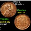 Image 1 : 1910-p Lincoln Cent 1c Grades Select Unc BN