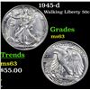 Image 1 : 1945-d Walking Liberty Half Dollar 50c Grades Select Unc