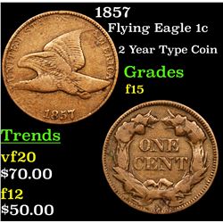 1857 Flying Eagle Cent 1c Grades f+
