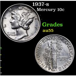 1937-s Mercury Dime 10c Grades Choice AU