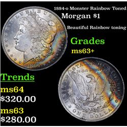 1884-o Monster Rainbow Toned Morgan Dollar $1 Grades Select+ Unc