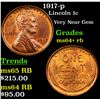 Image 1 : 1917-p Lincoln Cent 1c Grades Choice+ Unc RB
