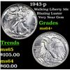 Image 1 : 1943-p Walking Liberty Half Dollar 50c Grades Choice+ Unc