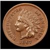 Image 2 : 1867 Indian Cent 1c Grades xf