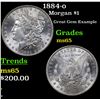 Image 1 : 1884-o Morgan Dollar $1 Grades GEM Unc
