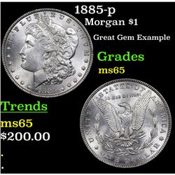 1885-p Morgan Dollar $1 Grades GEM Unc