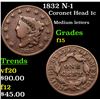 Image 1 : 1832 N-1 Coronet Head Large Cent 1c Grades f+