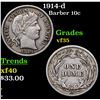 Image 1 : 1914-d Barber Dime 10c Grades vf++