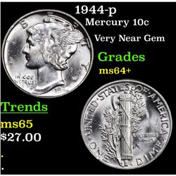 1944-p Mercury Dime 10c Grades Choice+ Unc