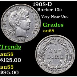1908-D Barber Dime 10c Grades Choice AU/BU Slider