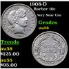 Image 1 : 1908-D Barber Dime 10c Grades Choice AU/BU Slider