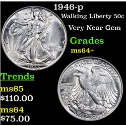 1946-p Walking Liberty Half Dollar 50c Grades Choice+ Unc