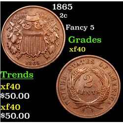 1865 Two Cent Piece 2c Grades xf