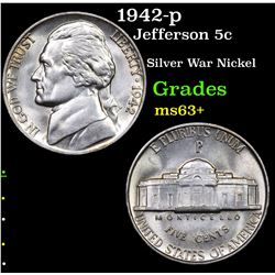 1942-p Jefferson Nickel 5c Grades Select+ Unc