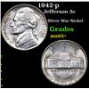 Image 1 : 1942-p Jefferson Nickel 5c Grades Select+ Unc