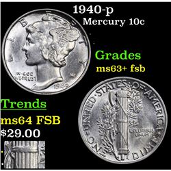 1940-p Mercury Dime 10c Grades Select Unc+ FSB