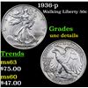 Image 1 : 1936-p Walking Liberty Half Dollar 50c Grades Unc Details